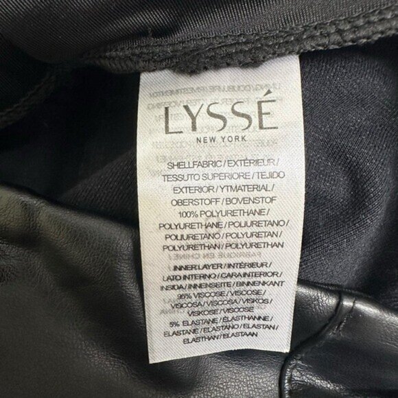 Lysse S Hi Waist Vegan Leather Leggings Pants Black 1379 Slimming Stretch - Picture 5 of 8
